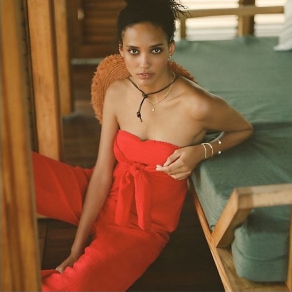 Anthropologie Saturday Sunday Isabel Coral Red Jumpsuit Size XS - Picture 4 of 16
